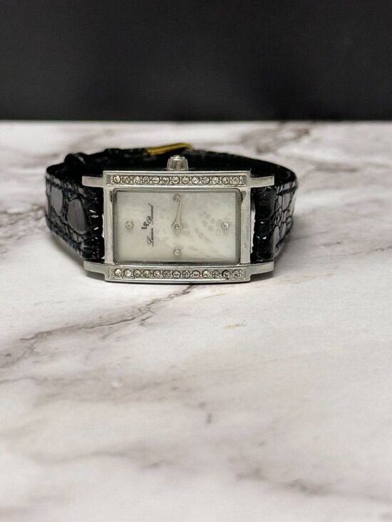 Lucien Piccard Tank Watch Women Mother of Pearl Dial Patent Leather Band 9\